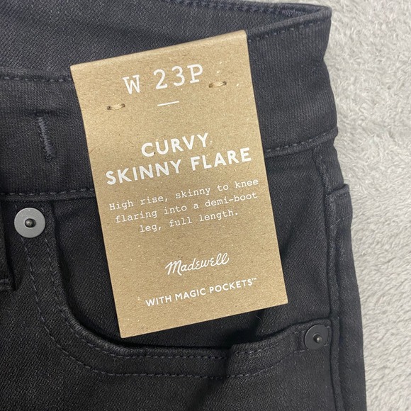 Madewell Jeans Womens 23 Petite Black Curvy Skinny Flare Denim High Rise NM920 - Picture 4 of 13